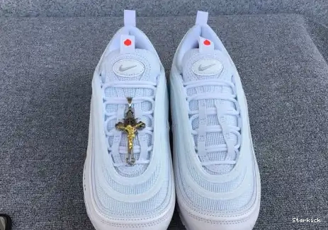 'Jesus INRI Custom Nike 921826-101JSUS. Shoes' 97 Max x Blue Air x White MSCHF 0614